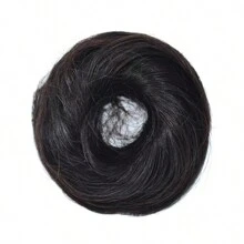 1入組女式合成纖維鬆緊帶，可用於馬尾，丸子頭，髮量豐盈的髮型，高彈力鬆緊帶休閒款 - 自然黑色假髮圈 - 查看 2