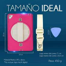 Funda para iPad Pro 9.7" 2016 A1673 iPad Air 2 2014 A1566 iPad 5 Gen 2017 A1822 iPad 6 Gen 2018 A1893 Uso Rudo Correa 360° Pencil Carcasa - Rosa - Ver 4