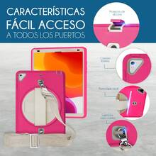 Funda para iPad Pro 9.7" 2016 A1673 iPad Air 2 2014 A1566 iPad 5 Gen 2017 A1822 iPad 6 Gen 2018 A1893 Uso Rudo Correa 360° Pencil Carcasa - Rosa - Ver 8