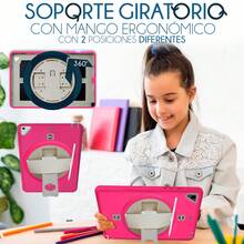 Funda para iPad Pro 9.7" 2016 A1673 iPad Air 2 2014 A1566 iPad 5 Gen 2017 A1822 iPad 6 Gen 2018 A1893 Uso Rudo Correa 360° Pencil Carcasa - Rosa - Ver 7