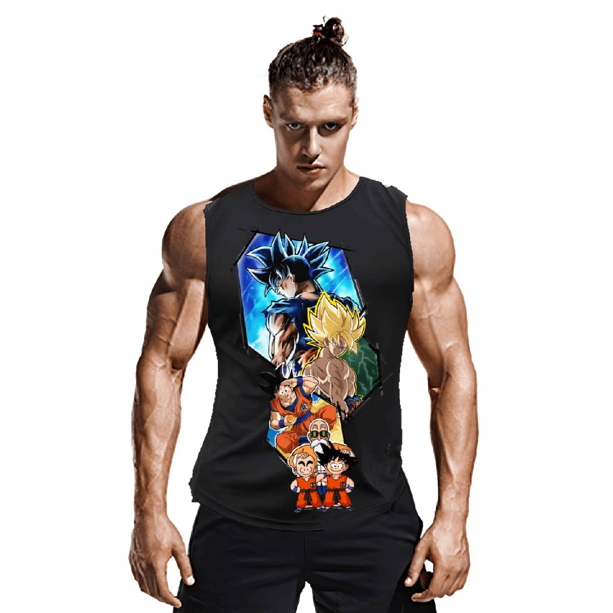 Playera Goku fases Dragon/ball Deportiva Sin Mangas Hombre Gym Deporte Musculosa Holgada Comoda Tallas Mexico - Negro - Ver 1