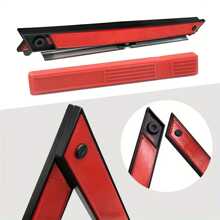 1个红色反光警示三角牌，带收纳盒，小巧便携，适用于紧急情况下的道路安全 | 汽车安全必备品、路边应急包、车辆应急用品、汽车后备箱收纳盒、反光安全装备、旅行安全配件、汽车必备品、汽车安全工具