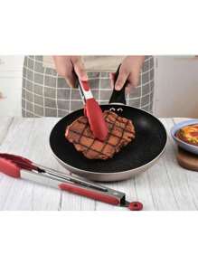 1pc Grill Tong, Food Clip, High Temperature Resistance, Non-Slip Silicone, For Cooking, BBQ, Baking, Kitchen Tools 9in - Multicolor - View 3