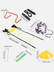1 Set Agility Training Set With Agility Ladder, Skipping Rope, Cone, Resistance Parachute, Hurdles, Agility Discs And Carry Case - Multicolor - View 2