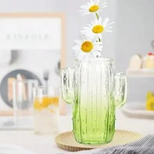 1 件玻璃花瓶仙人掌形狀花瓶餐桌裝飾擺飾 - 綠色 - 查看 1