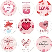 90入情人節浪漫多色自黏貼紙,隨機包裝用於禮物袋和密封標籤 - 彩色 - 查看 6