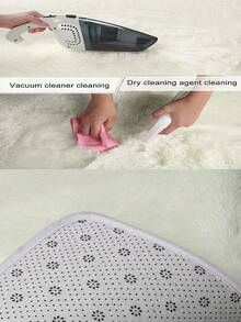 1pc Solid Color Anti-slip Carpet - Beige - View 4