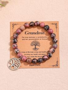 1 Piece Of 8mm Rhodolite Beaded Tree Of Life Bracelet + Grandma Card - Multicolor - View 7