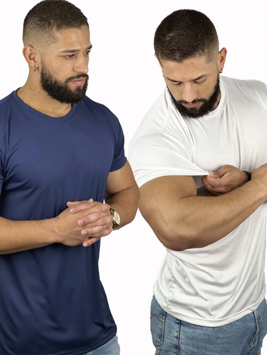 Áo thun thể thao nam Boyfriend Style & Áo ba lỗ - Xanh và trắng - Xem 1