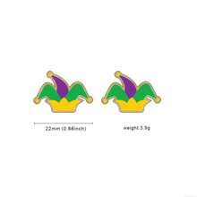 1 Pair Of 2024 Mardi Gras New Carnival Earrings Pentagonal Crown Clown Mask Lobster Dog Rainbow Earrings Retro Autumn And Winter New Products Personalized Fashion Women's Earrings Jewelry Earrings Holiday Gifts Fall Jewelry Wedding Mexican Carnival Party - Army Green - View 7