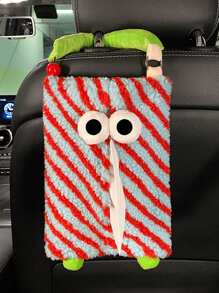 1入組卡通可愛怪物汽車紙巾盒,創意掛式汽車椅背懸掛袋,汽車插畫紙張盒內飾用品 - 彩色 - 查看 6