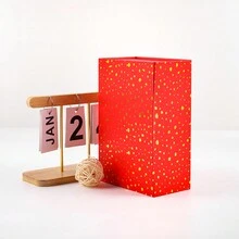 1個/袋25cm*17.5cm*10cm情人節金箔點一體摺疊盒精品翻轉禮盒磁吸可摺疊珠寶禮盒 - 紅色 - 查看 5