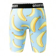 男士舒適透氣,快乾,防摩擦,彈性,吸濕排汗的香蕉印花短褲 - 淺藍色 - 查看 5