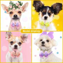 8pcs/Set Pet Lace Princess Style Bow & Sequined Bowtie Collar Accessory, For Both Cats And Dogs - Blue - View 6