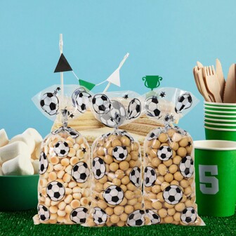 100/50/30 Bolsas de caramelos con diseño de fútbol, bolsas de regalo con temática deportiva, excelente para regalos en fiestas infantiles con tema de deportes, fiestas de cumpleaños, eventos con tema de fútbol, decoración para fiesta deportiva, Día de San Valentín