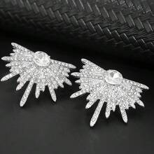 2pcs Wing Design Full Rhinestone Luxury Lady Earrings - Silver - View 4