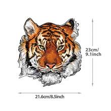 1入組虎和獅動物頭貼紙,熱壓傳輸設計適用於服裝裝飾。適用於帽衣,夾克,牛仔褲,t卹恤,褲子,帆布袋等diy - C4 - 查看 2