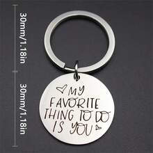 1pc Stainless Steel Couples' Keychain Valentine'S Day Gift - Silver - View 3