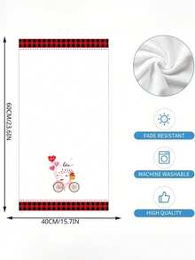 2入組超細纖維15.7*23.6英寸矩形聚酯纖維廚房毛巾，印有LOVE字母和小矮人圖案，現代簡約風格，適用於廚房、浴室、客廳、餐廳、臥室等場所，是送給父母和朋友的不錯禮物 - 紅色 - 查看 2