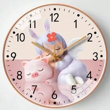 1pc 12 Inch/30cm Creative Wall Clock For Living Room/Bedroom/Home/Restaurant/Study/Entryway, Modern Simple Style With Quartz Movement, Silent Non-Ticking, Scandinavian Fashion Design - Pink - View 6