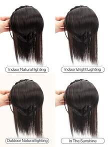 Topper With Hair Bangs With Braided Headband Synthetic Clip In Hair Extensions Natural Looking For Daily Use Hair Accessories - Black-brown - View 9