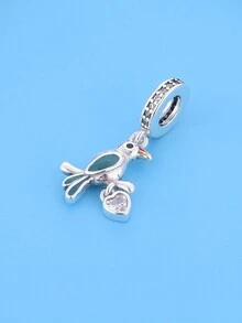 1pc Simple 925 Sterling Silver Flying Bird Pendant With Bead For Diy, Unisex, Party - Q3309 - View 2