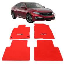 4PCS Floor Mats Fit For 16-21 Hondas' Civic All Models (Sedan, Coupe,Hatchback,Type R) Nylon Auto Front Driver Passenger Side All Season Car Mats Carpets Replacement Interior Accessories, A Versatile Valentine Gift - 紅色帶FC標誌 - 查看 1