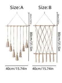 1 件 Macrame 照片墙 DIY 套件，创意挂毯手工绳照片墙装饰，家居装饰，房间装饰，墙壁装饰 - 米色 - 查看 2