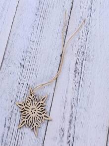 1入組10pcs精美木質雪花飾品,附上繩子的聖誕樹懸掛裝飾,適用於diy裝飾,聖誕節,春節裝飾（隨機包裝） - 杏色 - 查看 8