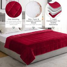 Warm Weighted Blanket, Fleece Sherpa Flannel Throw Heavy Blanket With 7-Layer Design - Burgundy - View 4