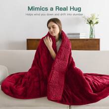Warm Weighted Blanket, Fleece Sherpa Flannel Throw Heavy Blanket With 7-Layer Design - Burgundy - View 2