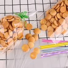 50入組20 X 30 厘米/15 X 25 厘米透明玻璃紙糖果袋,帶有50条色彩斑斓的拉結緞帶,可再封口的平整opp透明禮物包裝袋,適用於糖果、餅乾、甜點、爆米花等食品的包裝 - 透明15 x 25 cm - 查看 4