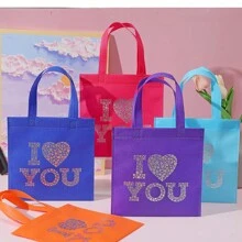 10 Piezas Bolsa Para Dulces De Tela No Tejida Bolsa De Compras Bolsa De Regalo Del Día De San Valentín - Naranja - Ver 4