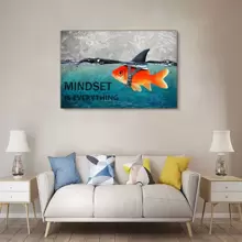 1幅「心態就是一切」勵志油畫辦公室牆壁藝術,鼓舞人心的企業家名言海報,印刷藝術畫作,適用於客廳、臥室、辦公室等,有框擺放（無框） - 黑色 - 查看 2