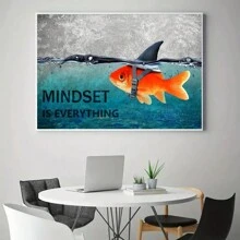 1幅「心態就是一切」勵志油畫辦公室牆壁藝術,鼓舞人心的企業家名言海報,印刷藝術畫作,適用於客廳、臥室、辦公室等,有框擺放（無框） - 黑色 - 查看 5