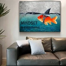 1幅「心態就是一切」勵志油畫辦公室牆壁藝術,鼓舞人心的企業家名言海報,印刷藝術畫作,適用於客廳、臥室、辦公室等,有框擺放（無框） - 黑色 - 查看 4