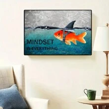 1幅「心態就是一切」勵志油畫辦公室牆壁藝術,鼓舞人心的企業家名言海報,印刷藝術畫作,適用於客廳、臥室、辦公室等,有框擺放（無框） - 黑色 - 查看 6