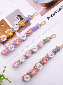 新品鮮花風格手工編織手鍊含雛菊,鑰匙扣和手機吊飾 - 小雛菊鑰匙扣 - 查看 5