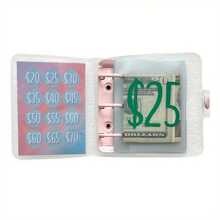 1000元存錢挑戰封套,省錢存錢封套,附有信封的存錢本,小型預算封面夾附現金配件 - 粉色 - 查看 8