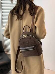 Nhẹ , Có thể mang đi Đúng mốt Phong cách cổ điển Của phụ nữ Cái túi , Dây kéo Mờ mềm chất liệu da PU Túi đeo vai Ba lô đi học Đối với Cao đẳng Sinh viên Hoàn hảo Đối với Cao đẳng , Làm Việc  , Làm việc , Commute , Trở lại Trường - Cà phê nâu - Xem 6