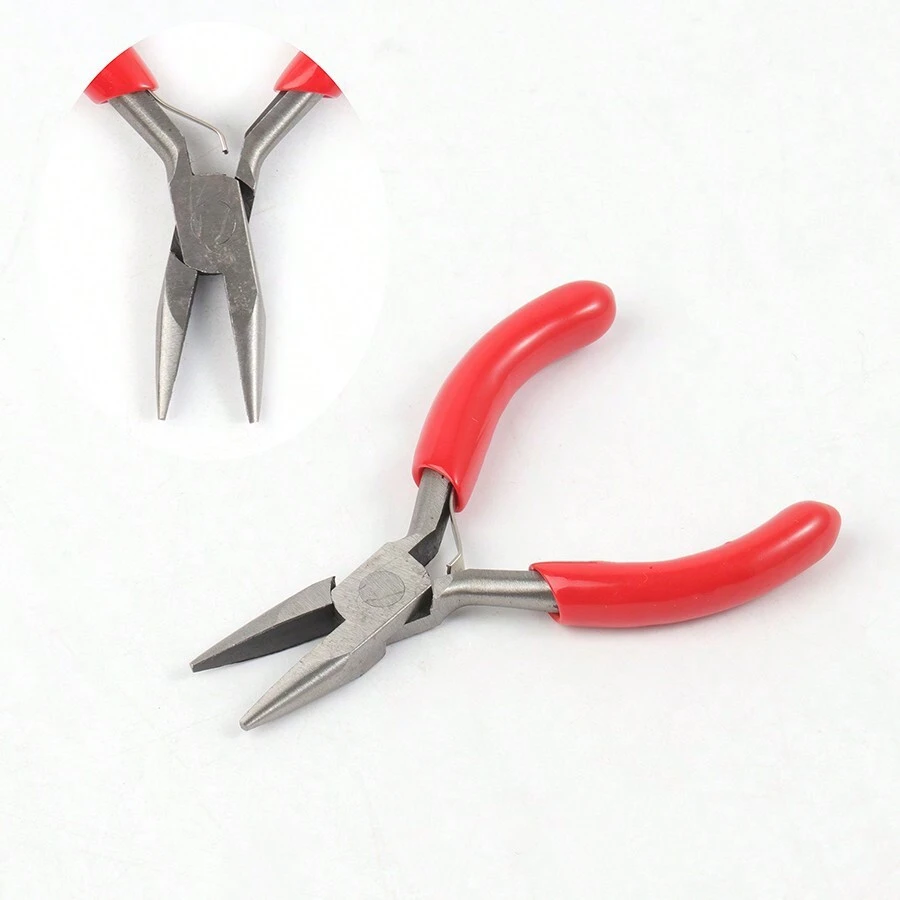 3" Mini Small Pliers Flat Nose Side Cutting Round Nose Pliers For Jewelry Making DIY Tool Equipment - Red - View 1
