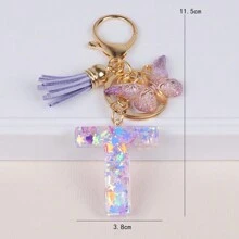 Breloc cu literă inițială Boho, drăguț fulg de zăpadă, paiete de dragoste, alfabet, breloc, fluture, pandantiv, inel, poșetă, rucsac, charm, husă pentru căști, accesorii, femei, fete, cadou pentru cupluri de Ziua Îndrăgostiților. Accesorii auto pentru geantă, charm, rucsac pentru școală, Goth Y2K.