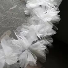 5 cái/bộ 3D Biến đổi dần Thủ công Đàn organza Hoa Với Ren Phụ Kiện Quần Áo DIY Trang trí Hoa Chất vải Hình dán Patch - trắng - Xem 5