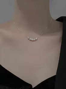 925純銀霧面銀珠項鍊女性 Niche 設計高端優雅圓珠鎖骨鏈時尚假期裝飾