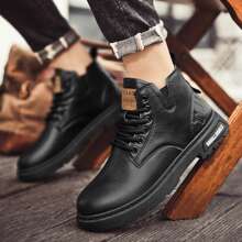 2023秋冬新時尚高筒多功能騎行靴小皮鞋男士鞋款 - 黑色 - 查看 3