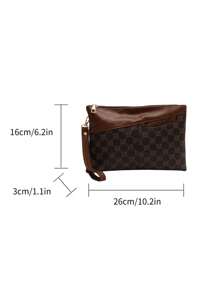 Fashionable Large Capacity Geometric Print Wristlet Bag For Women - Brown - View 9