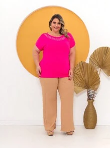 Plus Size Blouses - 玫紅色 - 查看 1