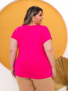 Plus Size Blouses - 玫紅色 - 查看 2