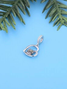 HuooNew 1 件簡單 925 純銀貓設計珠子 Diy 吊墜紀念,男女通用生日禮物 - Q2896 - 查看 2