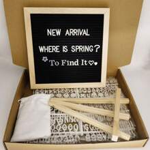 帶有340個字母、數字和符號的毛氈字母版- 帶有木框架三腳架的10 X 10英寸可變信息板 - 黑色 - 查看 7